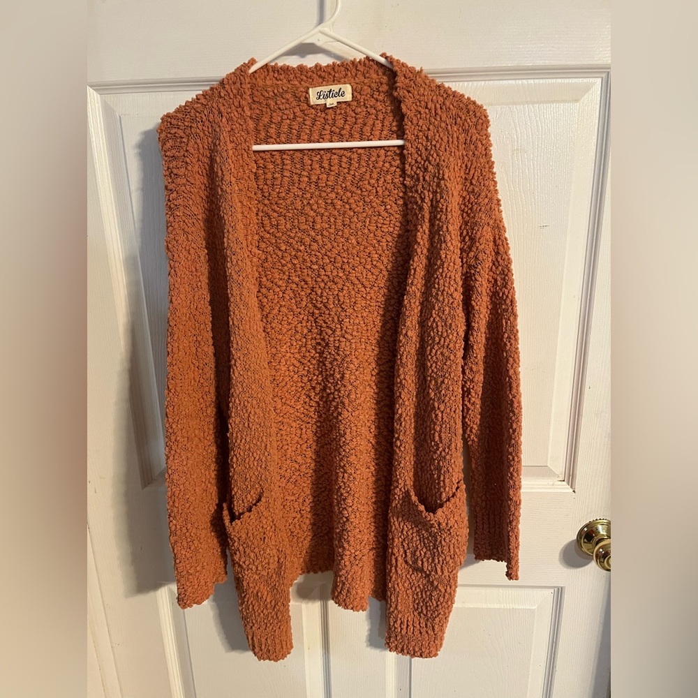 • Listicle Orange Cardigan Open Longline
Popcorn Knit Anthropologie Brand